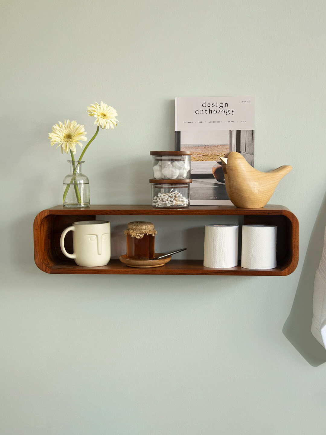 

ellementry Brown Boxy Wooden Wall Shelf