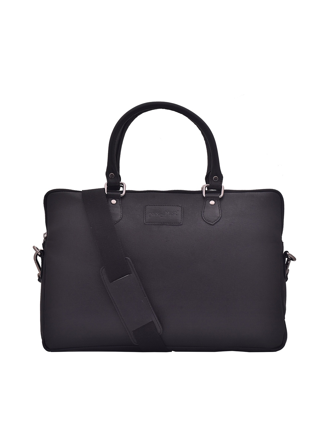 

OLIVE MIST Unisex Black Solid Leather Laptop Bag