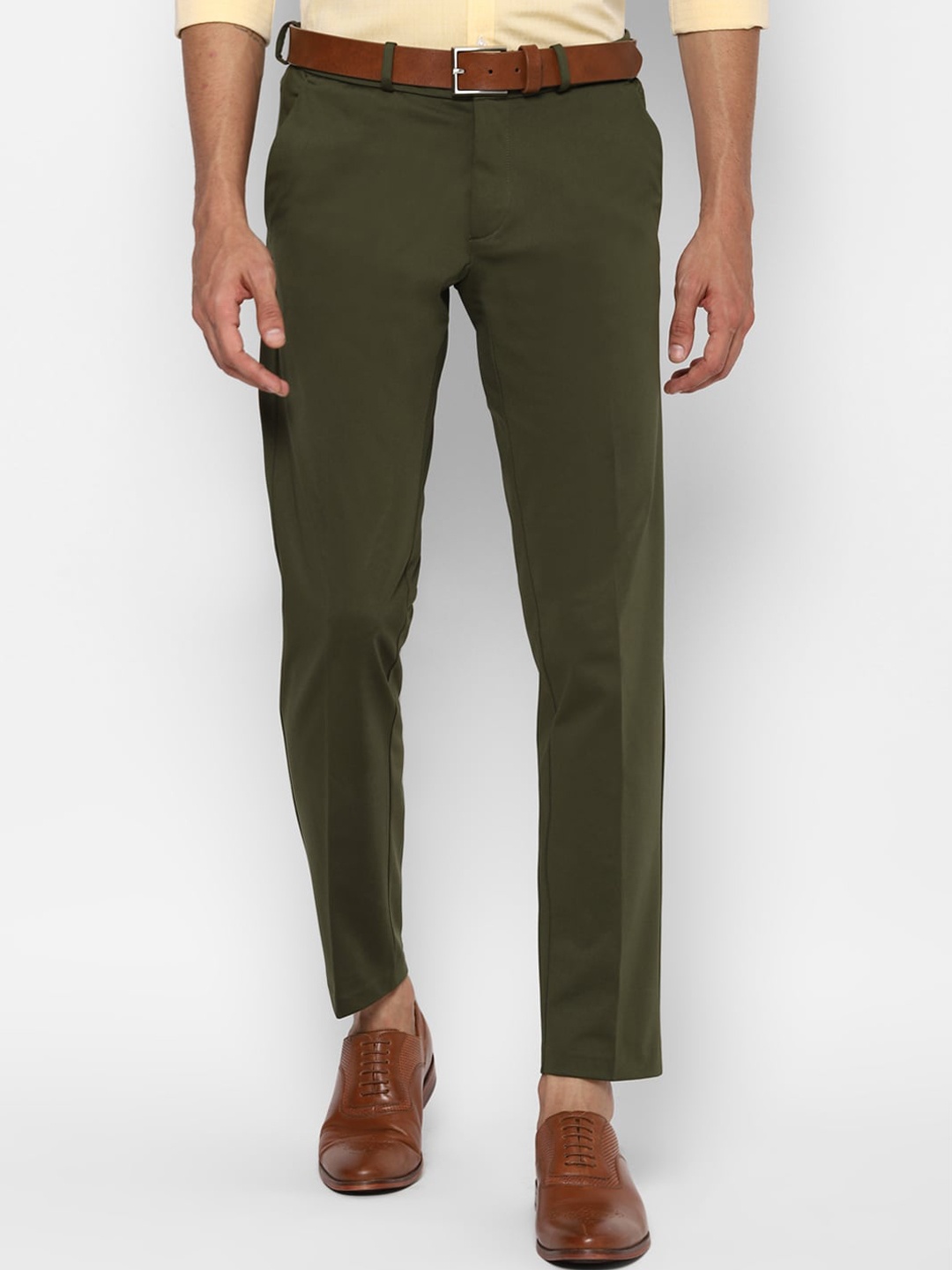 

Allen Solly Men Olive Green Slim Fit Formal Trousers