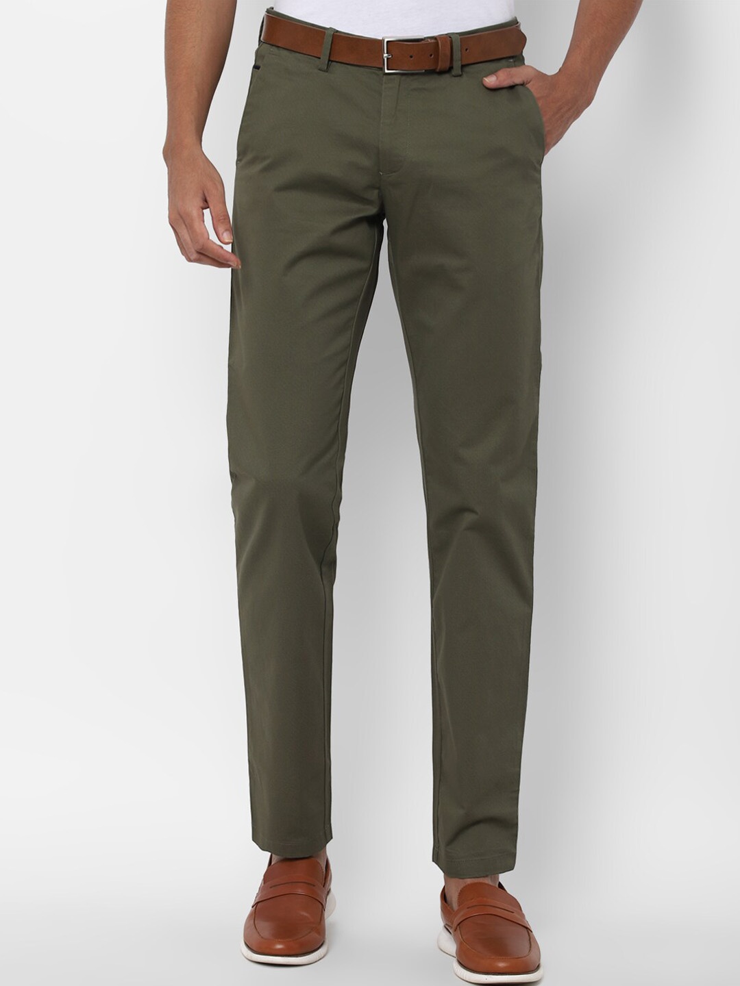 

Allen Solly Men Olive Green Slim Fit Chinos Trousers