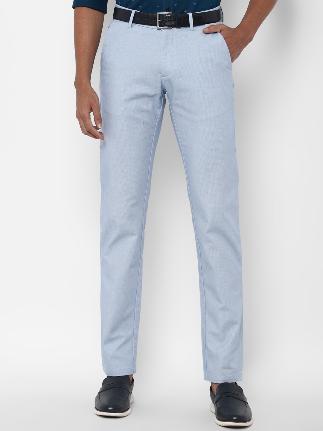 

Allen Solly Men Blue Textured Slim Fit Trousers