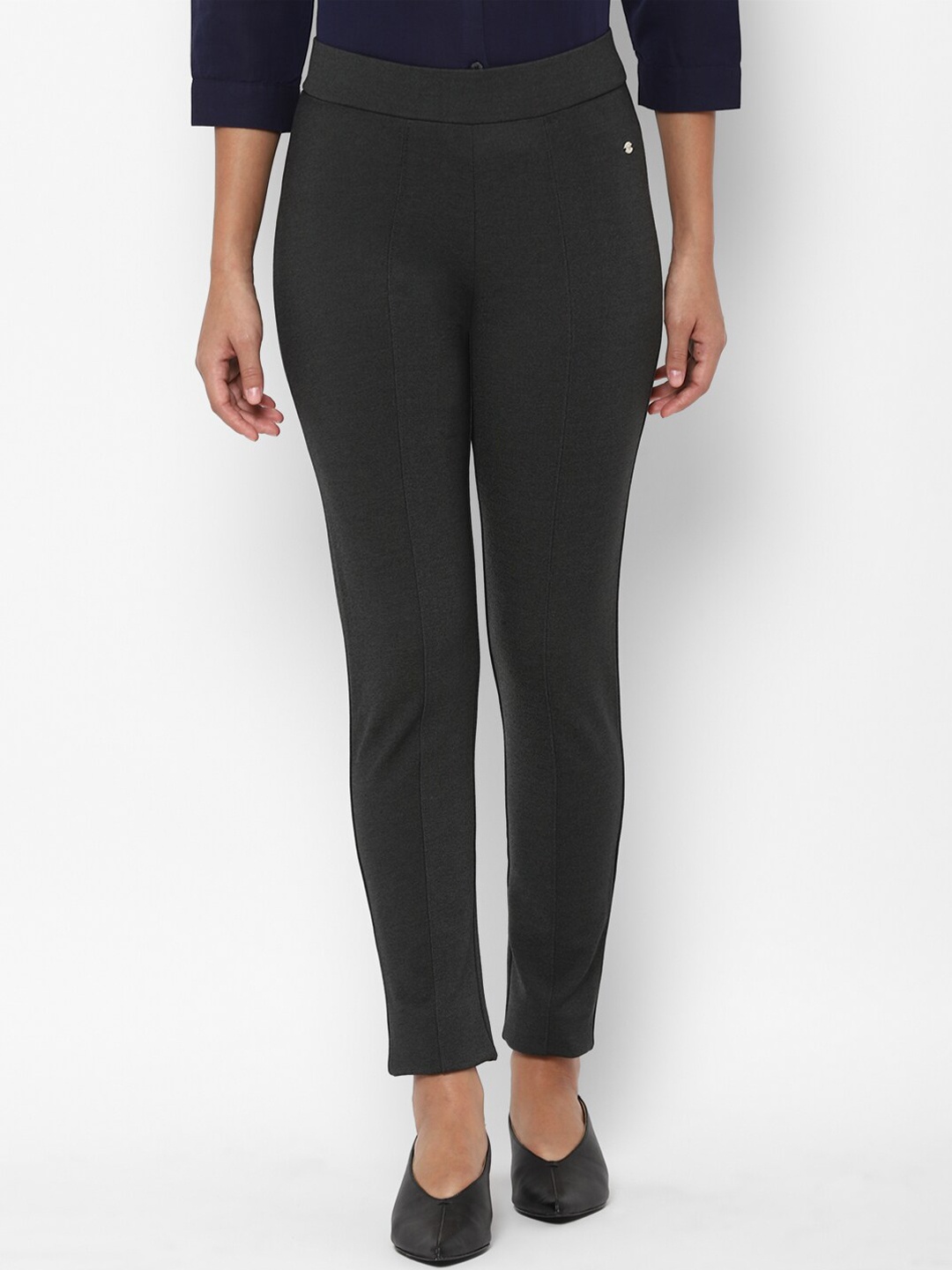 

Allen Solly Woman Grey Solid Trousers