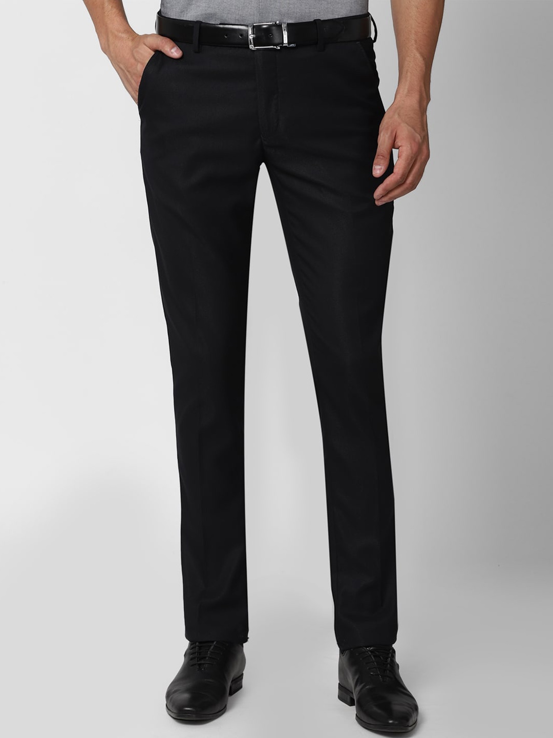 

Peter England Men Black Solid Slim Fit Formal Trousers