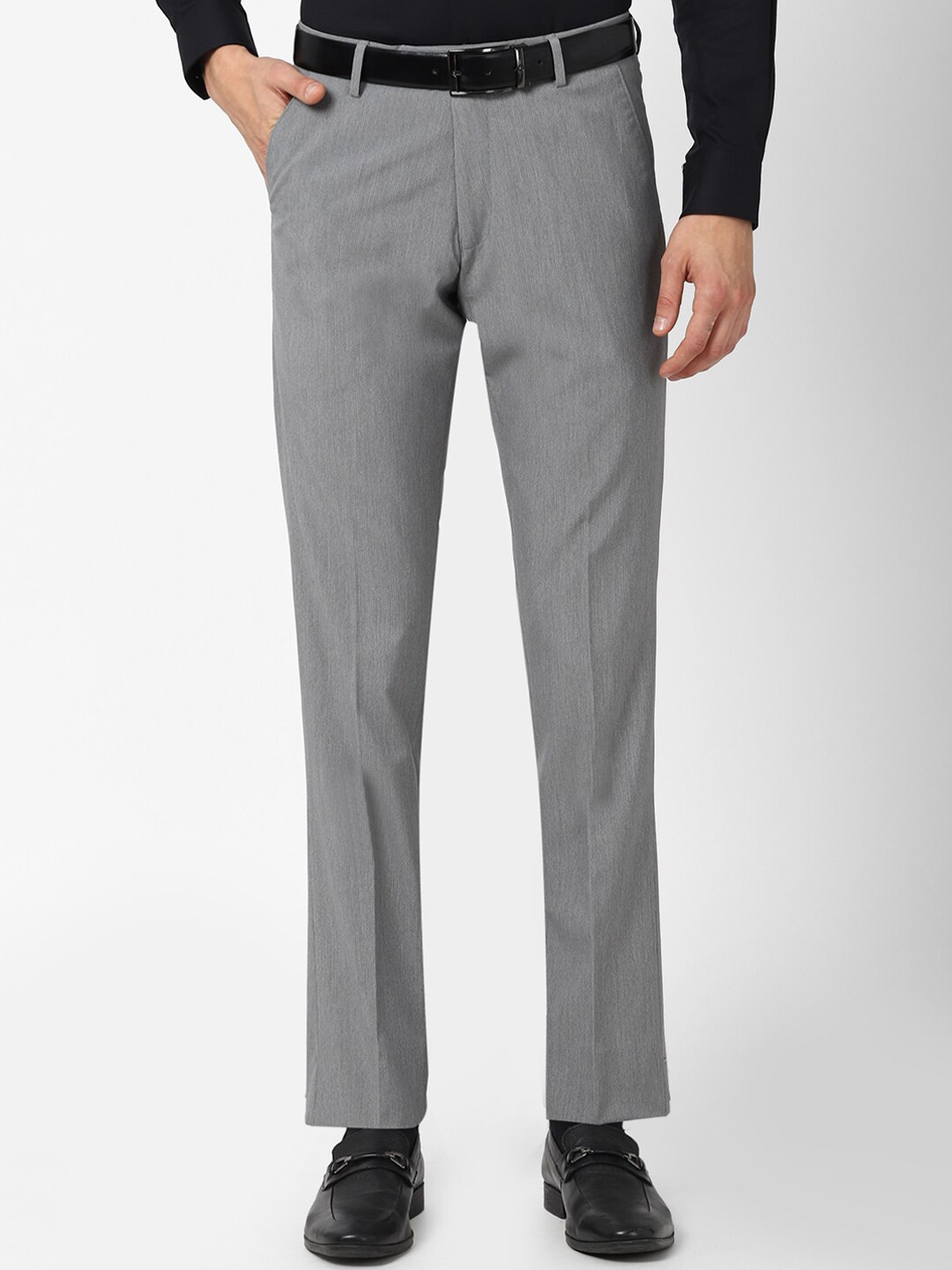 

Peter England Men Grey Slim Fit Formal Trousers