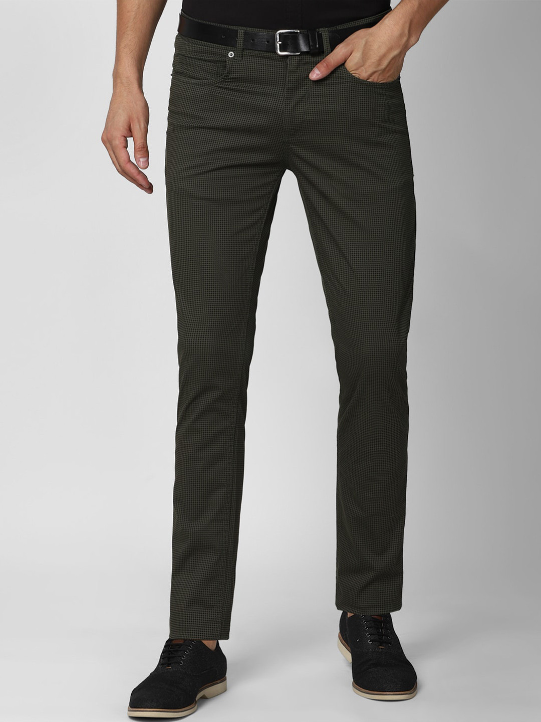 

Peter England Casuals Men Olive Green Slim Fit Trousers