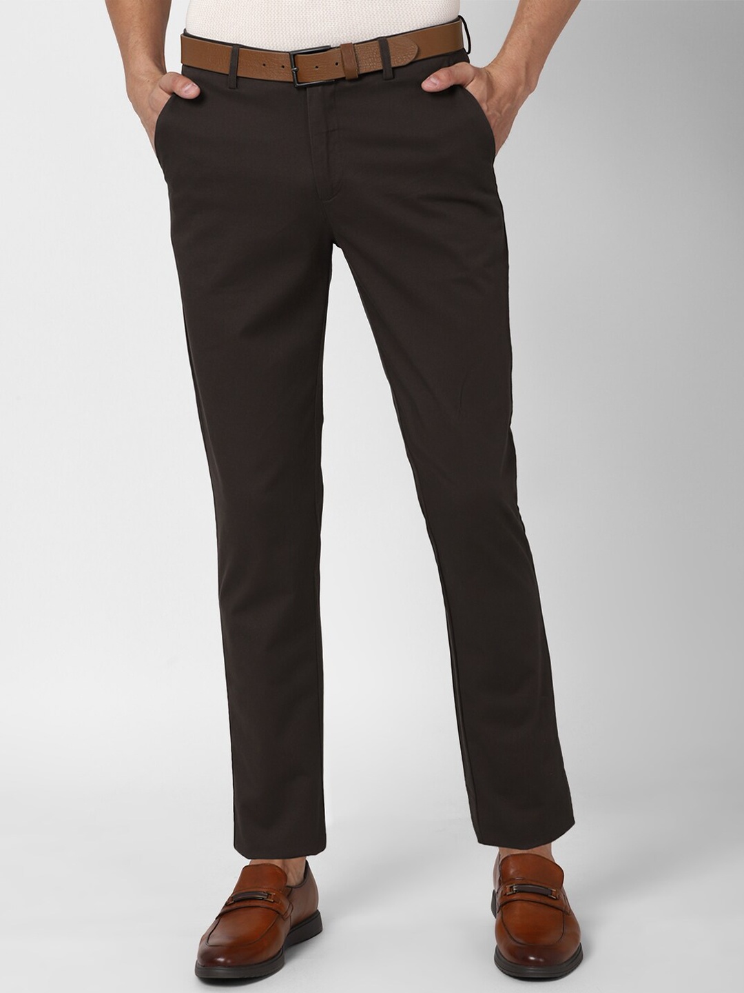 Peter England Casuals Men Brown Slim Fit Trousers