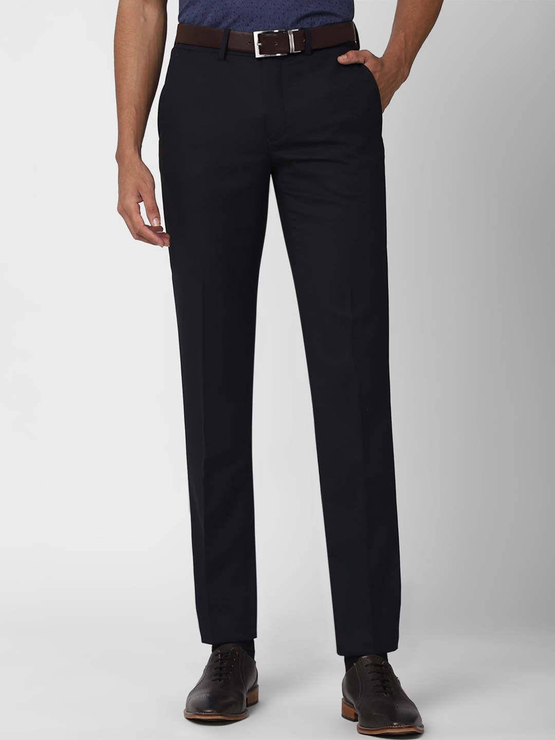 

Peter England Elite Men Black Solid Slim Fit Formal Trousers