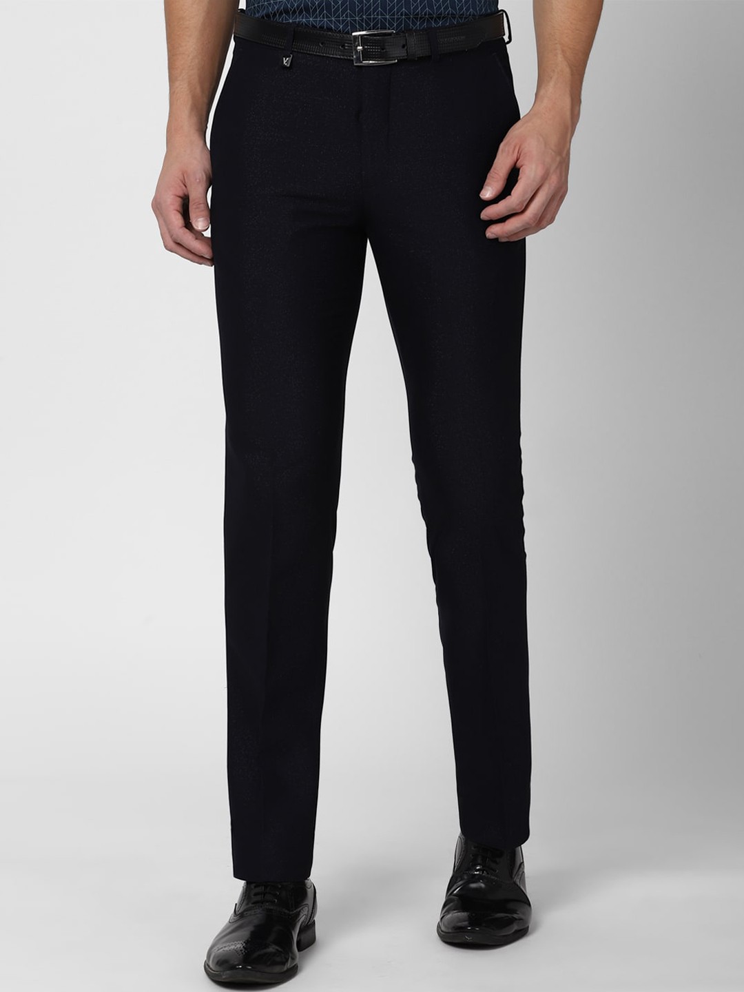 

V Dot Men Black Textured Skinny Fit Trousers