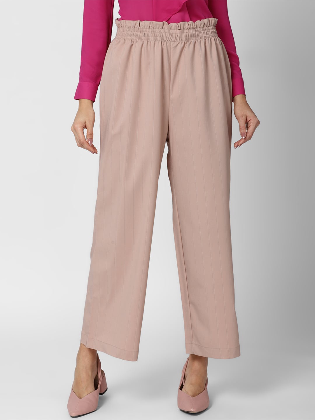 

Van Heusen Woman Women Pink Solid Mud Rise Regular Fit Parallel Trousers