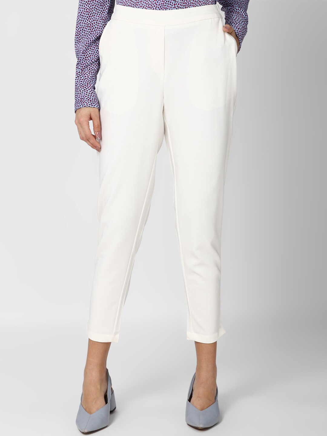 

Van Heusen Woman Women White Slim Fit Trousers