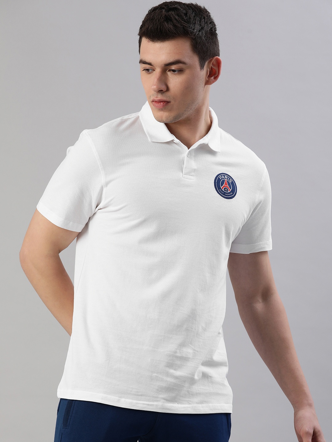 

PSG Men White Paris Saint-Germain Fan Polo T-shirt