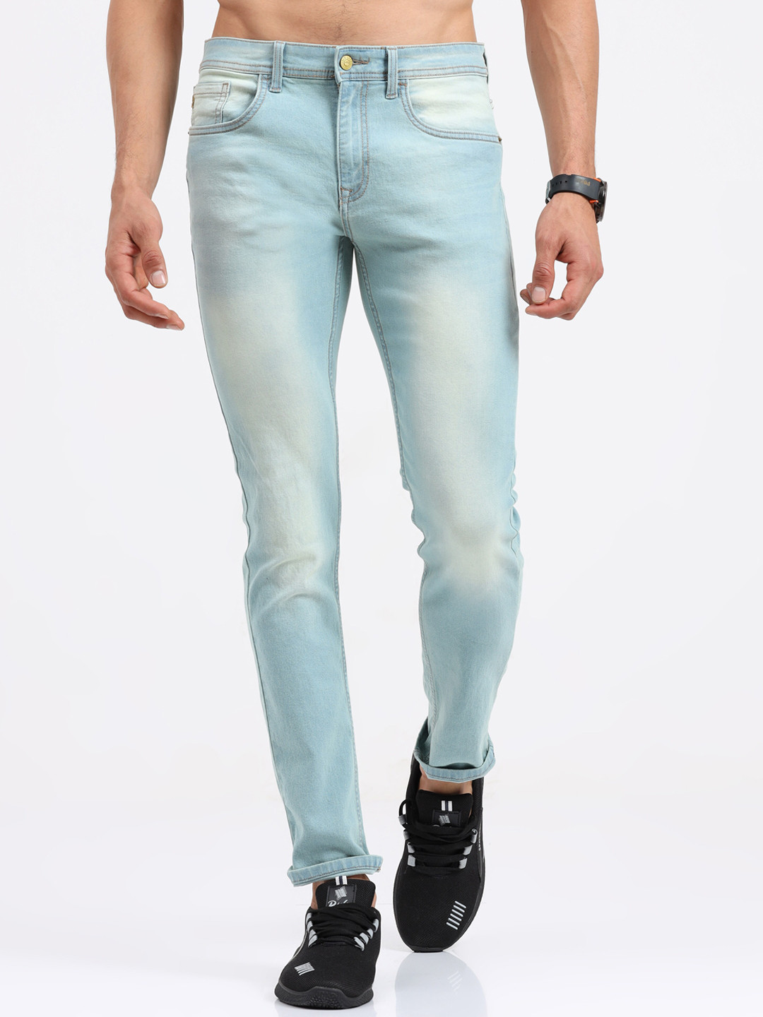 

Old Grey Men Slim Fit Heavy Fade Stretchable Jeans, Blue