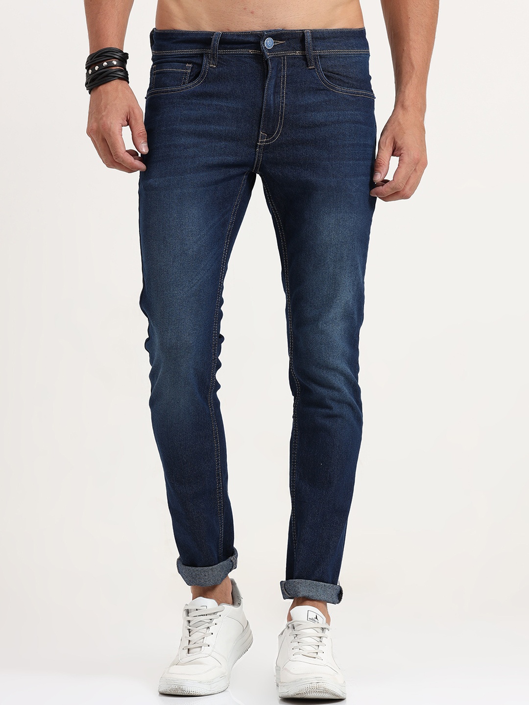

Old Grey Men Slim Fit Light Fade Stretchable Jeans, Blue
