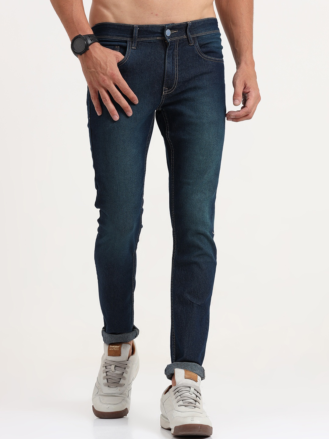 

Old Grey Men Blue Slim Fit Light Fade Stretchable Jeans