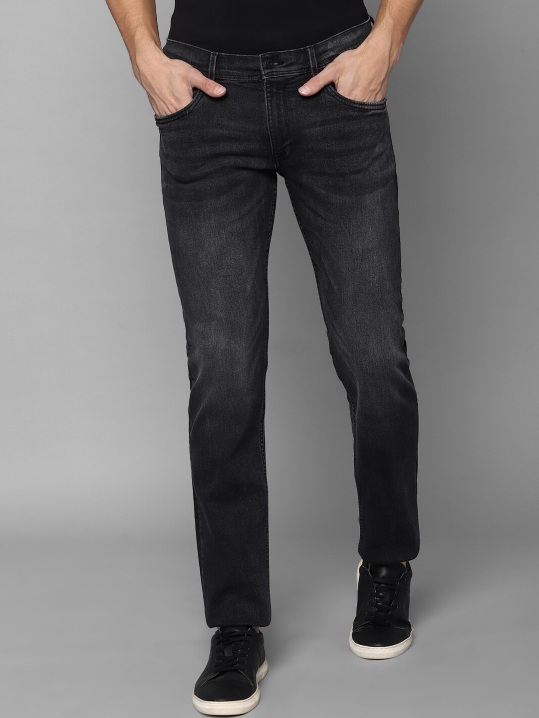 Allen Solly Men Black Skinny Fit Heavy Fade Jeans 98% Cotton