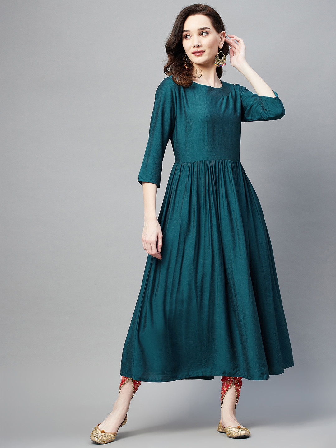 

Aarika Women Teal Blue Solid Kurta