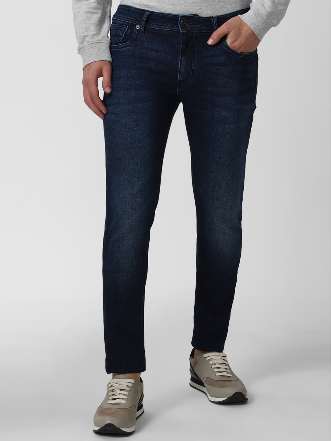 

Peter England Casuals Men Navy Blue Slim Fit Light Fade Jeans 98% Cotton