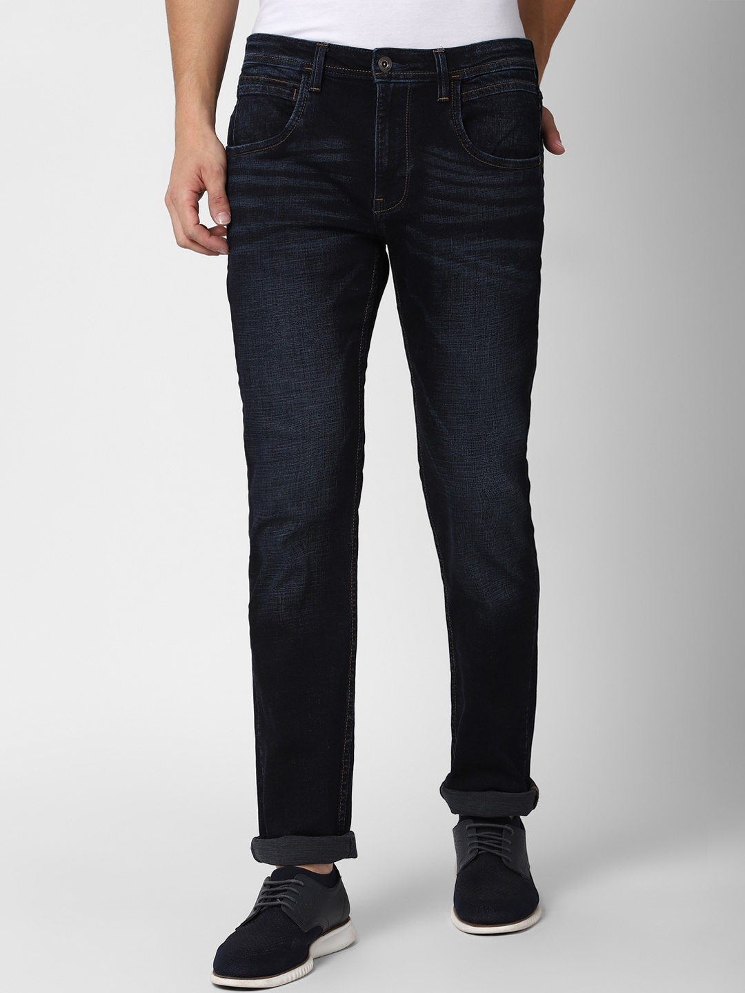 

VAN HEUSEN DENIM LABS Men Navy Blue Slim Fit Light Fade Jeans