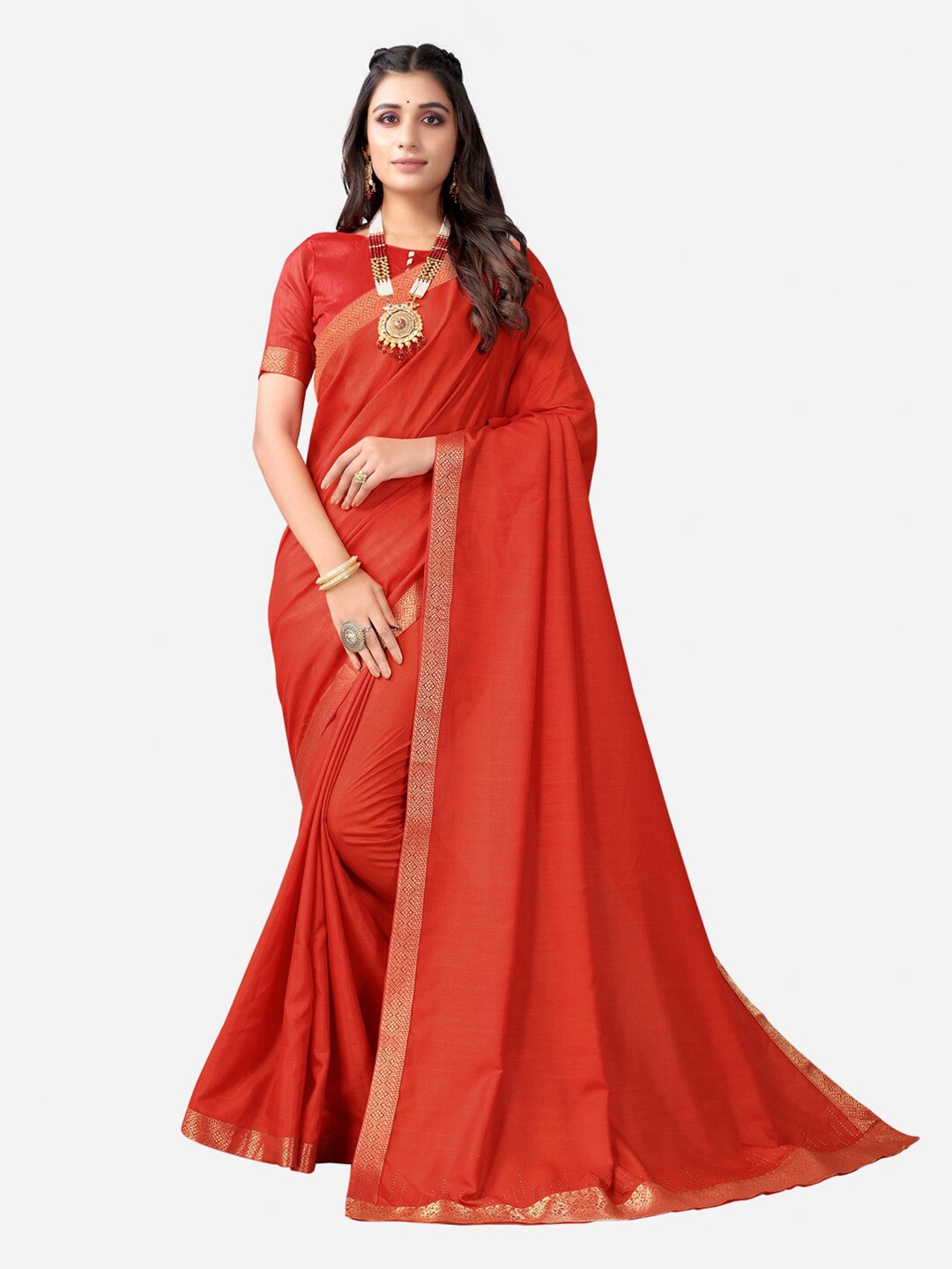 

Satrani Red & Golden Zari Saree