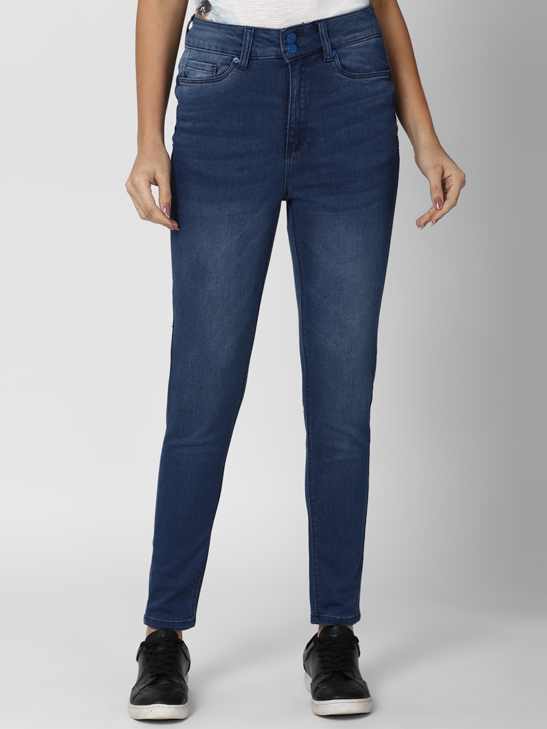 

Van Heusen Woman Navy Blue Slim Fit Light Fade Crop Jeans