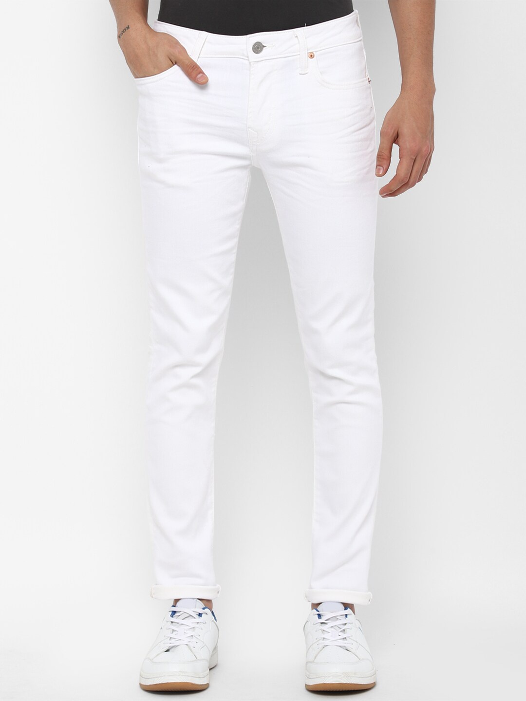 

AMERICAN EAGLE OUTFITTERS Men White Skinny Fit No Fade Cotton Jeans