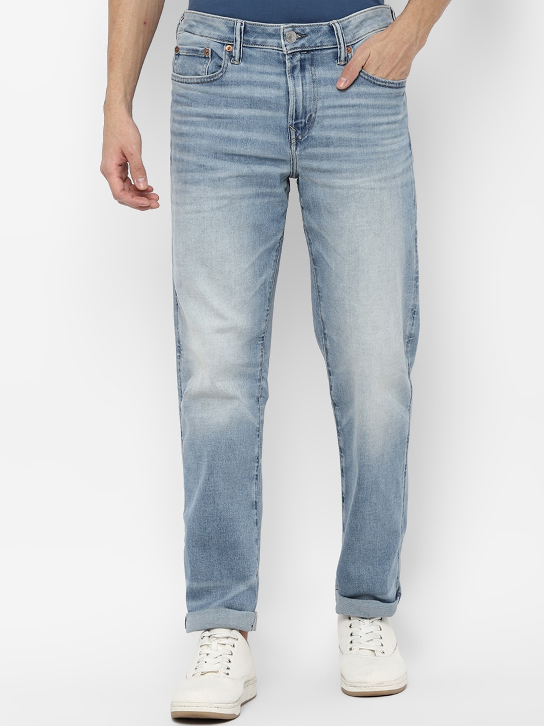 

AMERICAN EAGLE OUTFITTERS Men Blue Heavy Fade Cotton Jeans