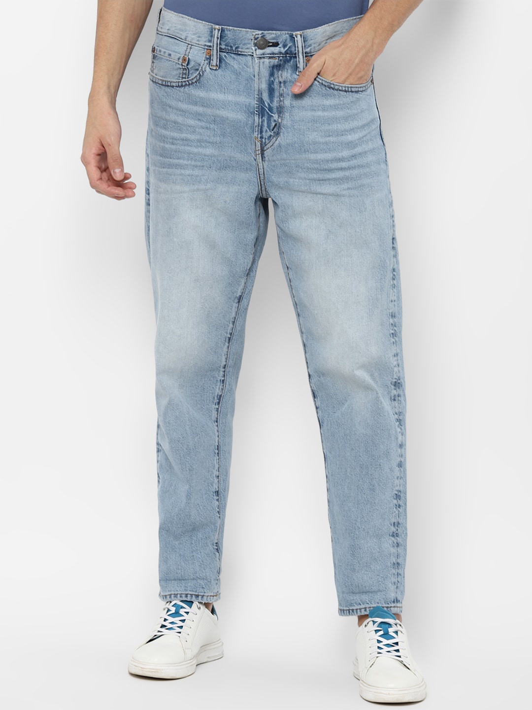 

AMERICAN EAGLE OUTFITTERS Men Blue Mildly Distressed Heavy Fade Jeans 95% Cotton