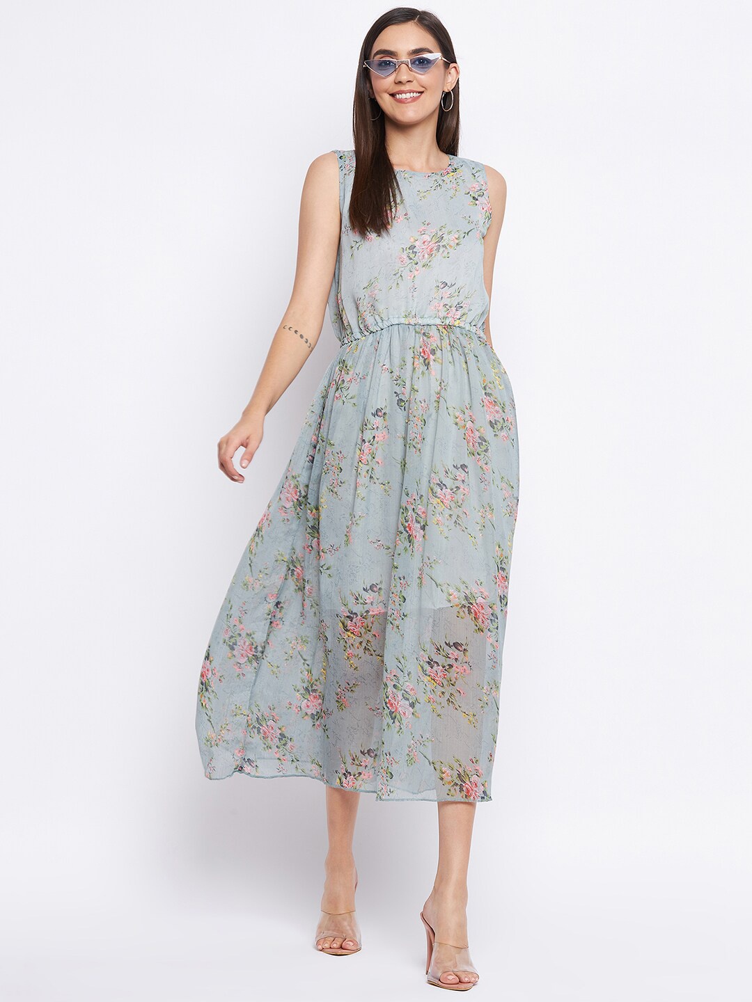 

Camey Multicoloured Floral Georgette Midi Dress, Multi