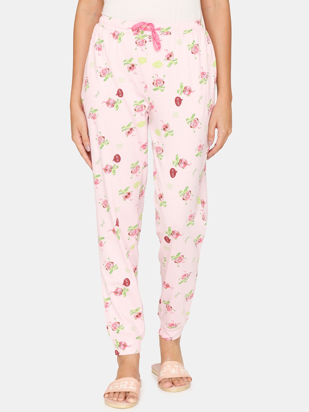 

Zivame Women Pink Printed Cotton Lounge Pants