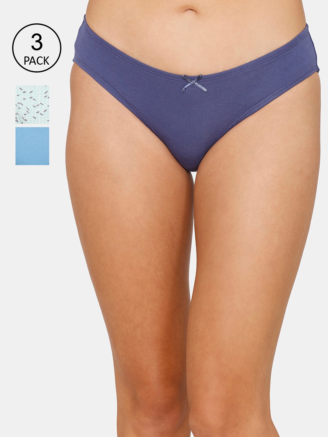 

Zivame Women Pack Of 3 Assorted Cotton Bikini Briefs