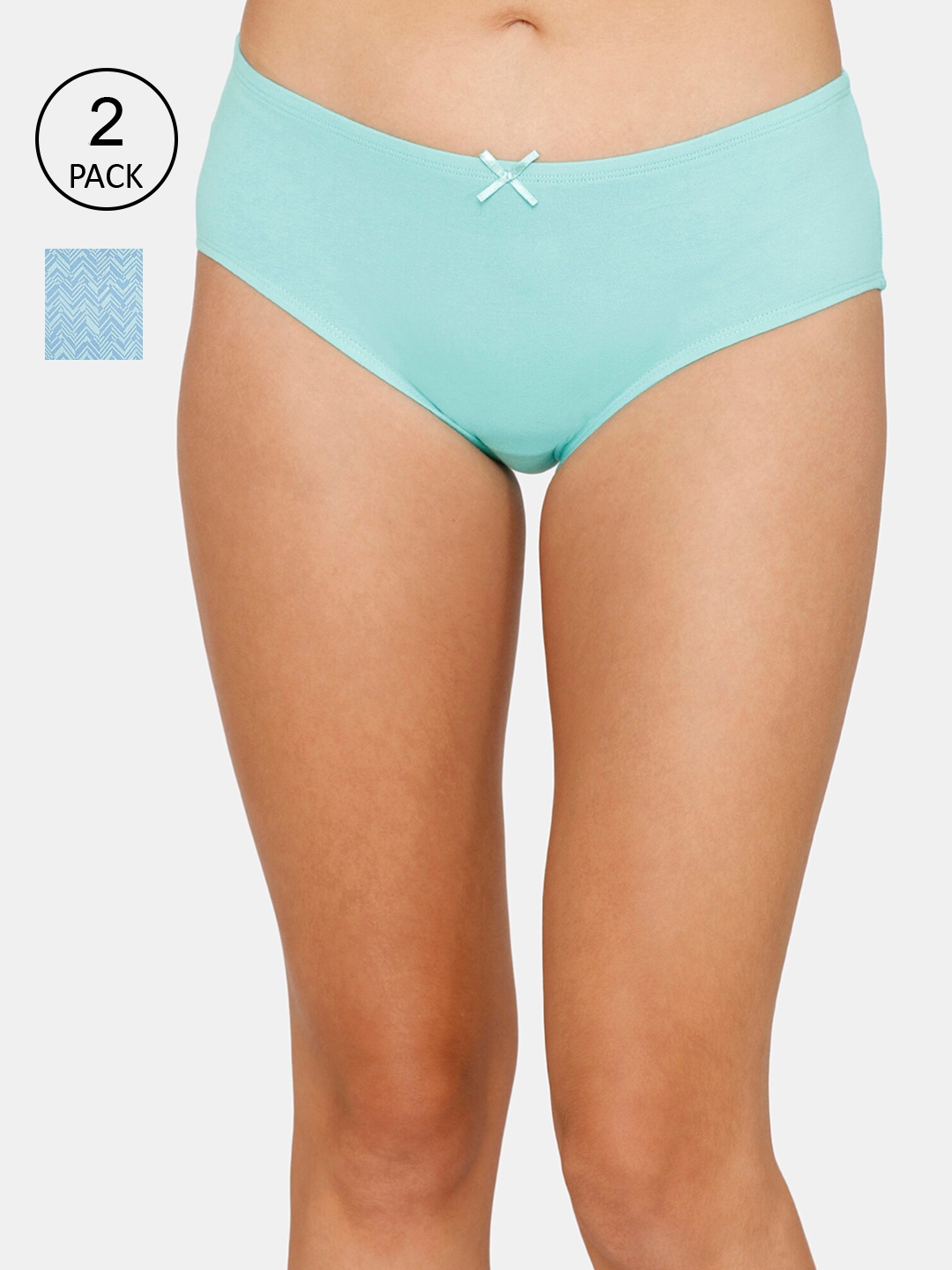 

Zivame Women Pack Of 2 Blue Cotton Hipster Briefs
