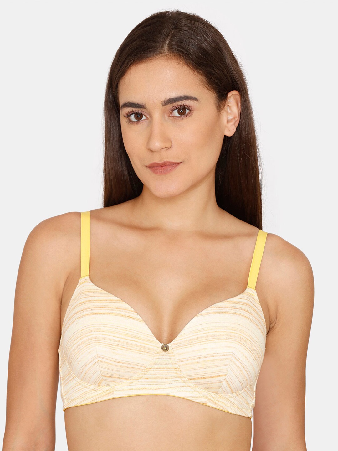 

Zivame Yellow & White Lightly Padded T-Shirt Bra