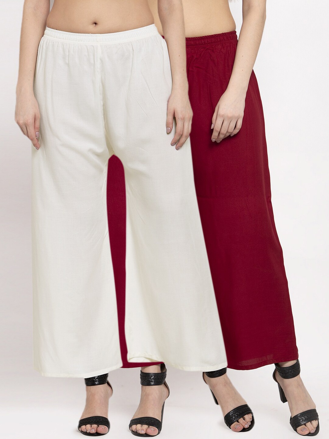 

Miaz Lifestyle Women Maroon & White Pack Of 2 Palazzos