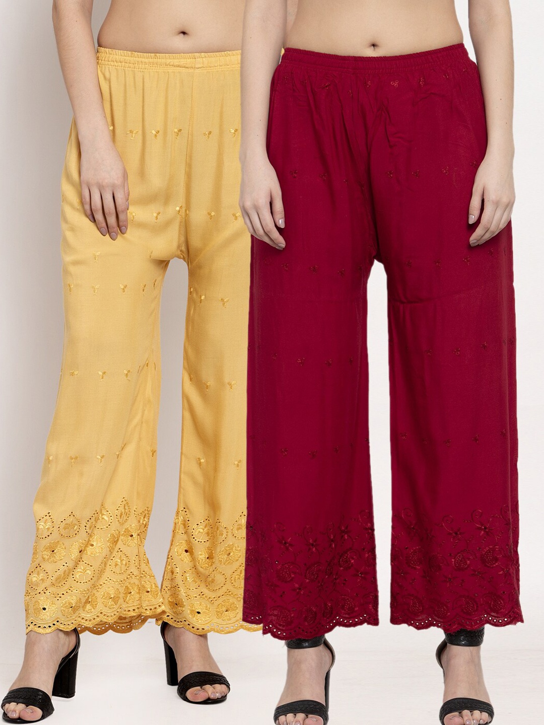 

Miaz Lifestyle Women Pack Of 2 Palazzos, Beige