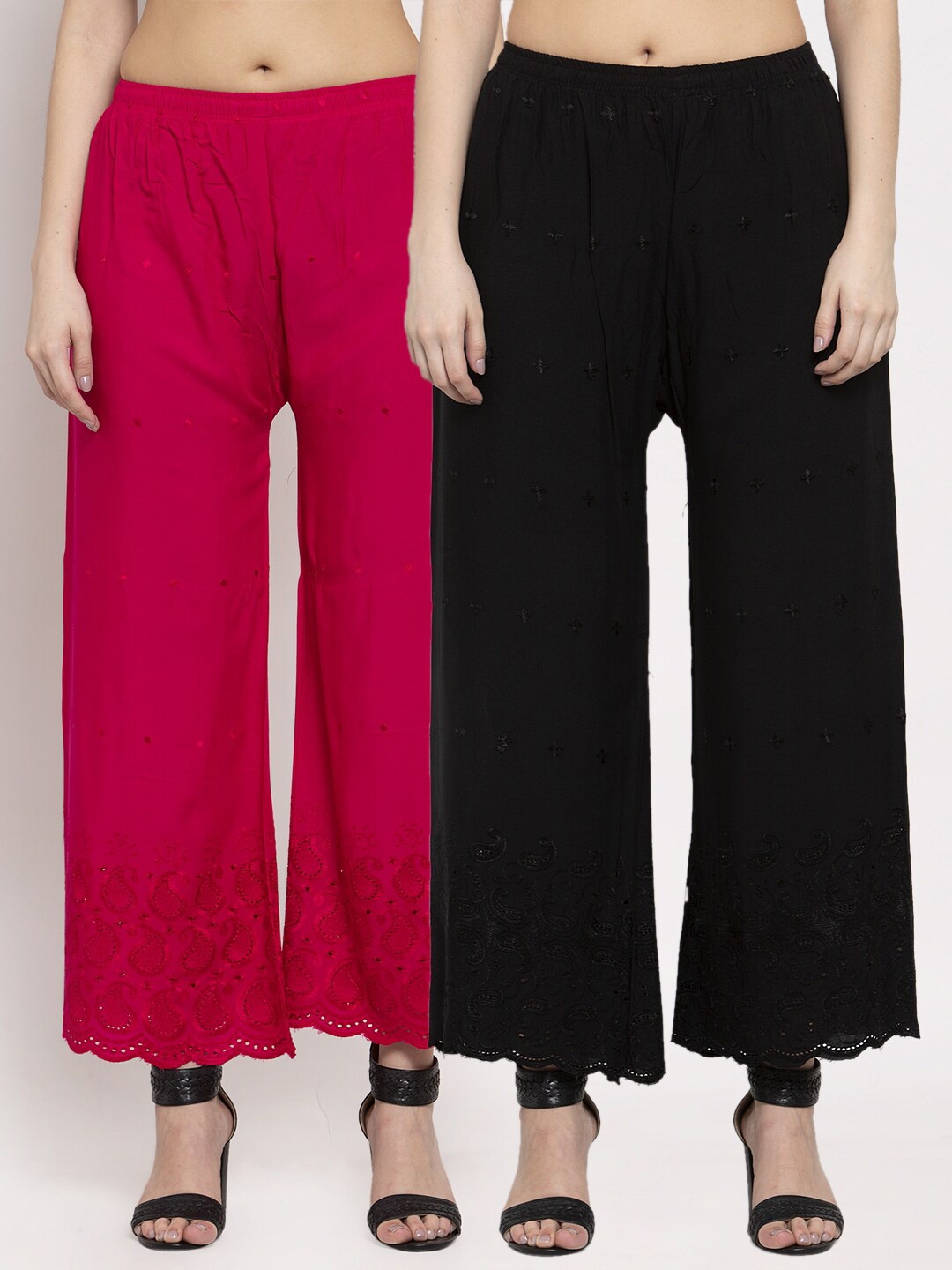

Miaz Lifestyle Women Pack Of 2 Palazzos, Black