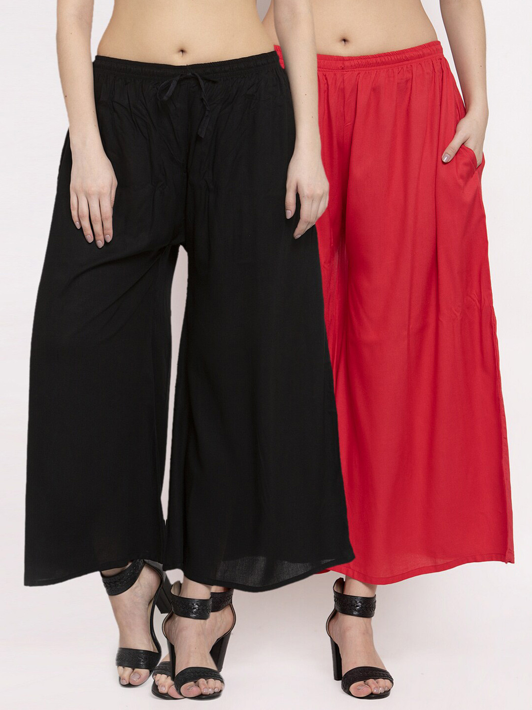 

Miaz Lifestyle Women Black & Red Pack Of 2 Palazzos
