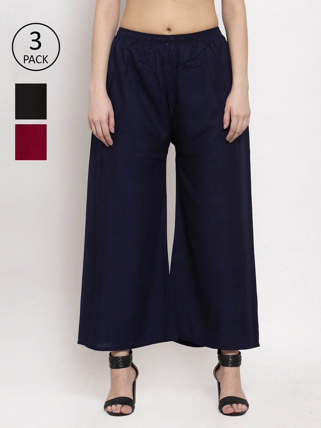 

Miaz Lifestyle Women Navy Blue & Maroon Pack Of 2 Palazzos