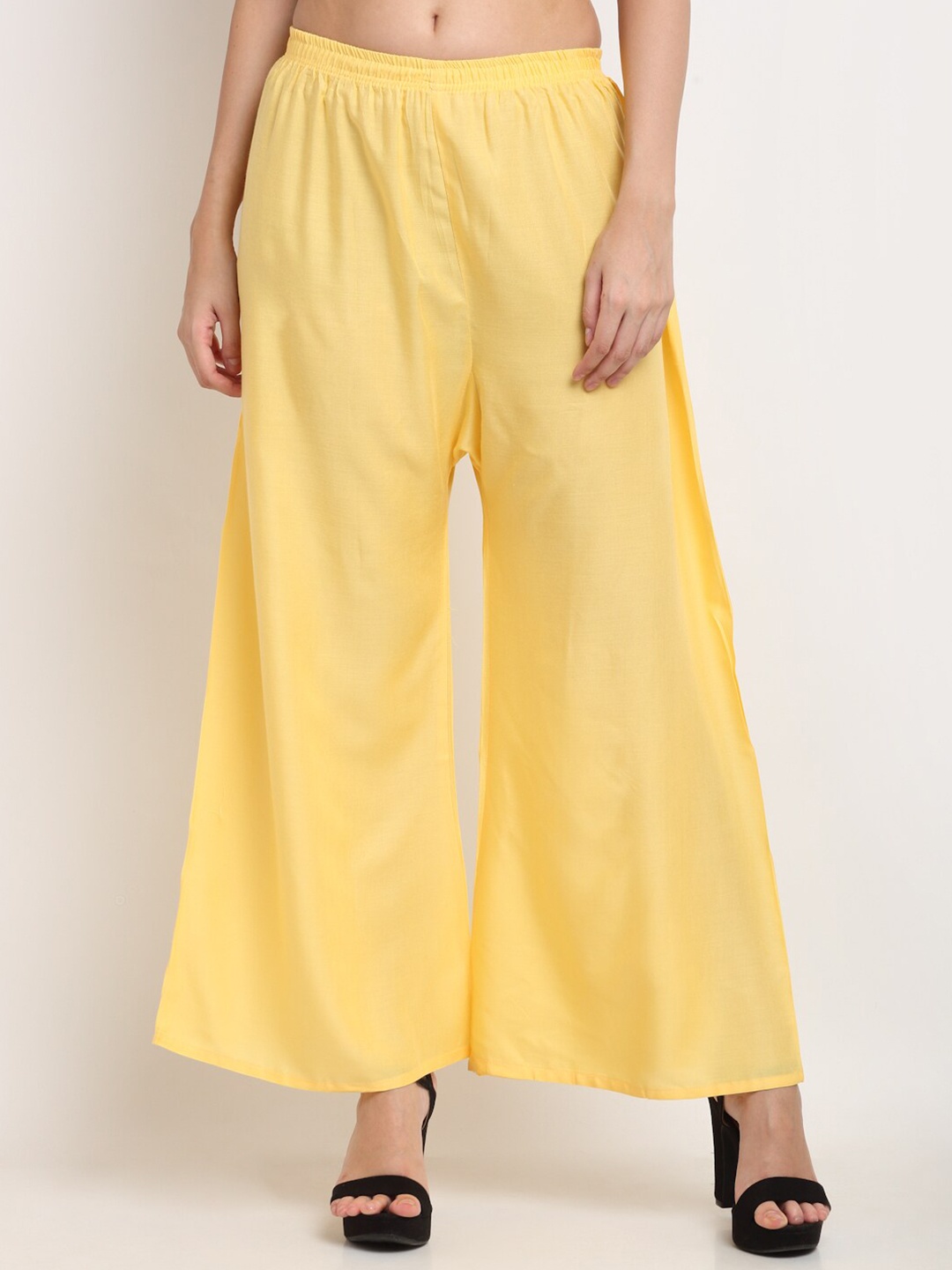 Miaz Lifestyle Women Yellow Flared Palazzos