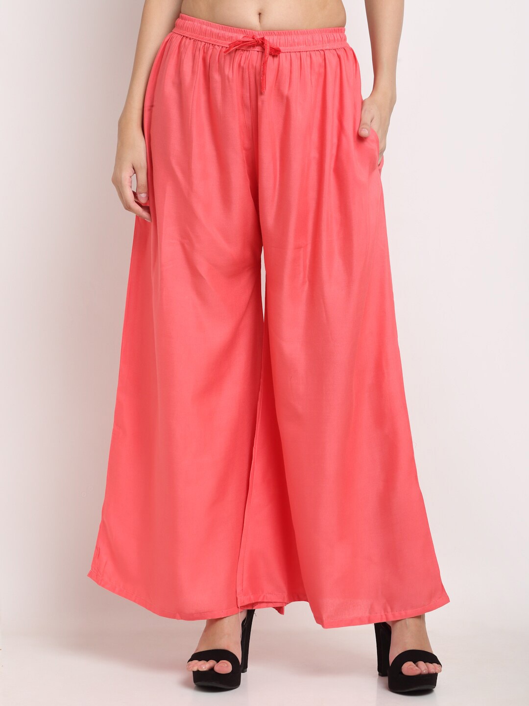 Miaz Lifestyle Women Red Solid Palazzos