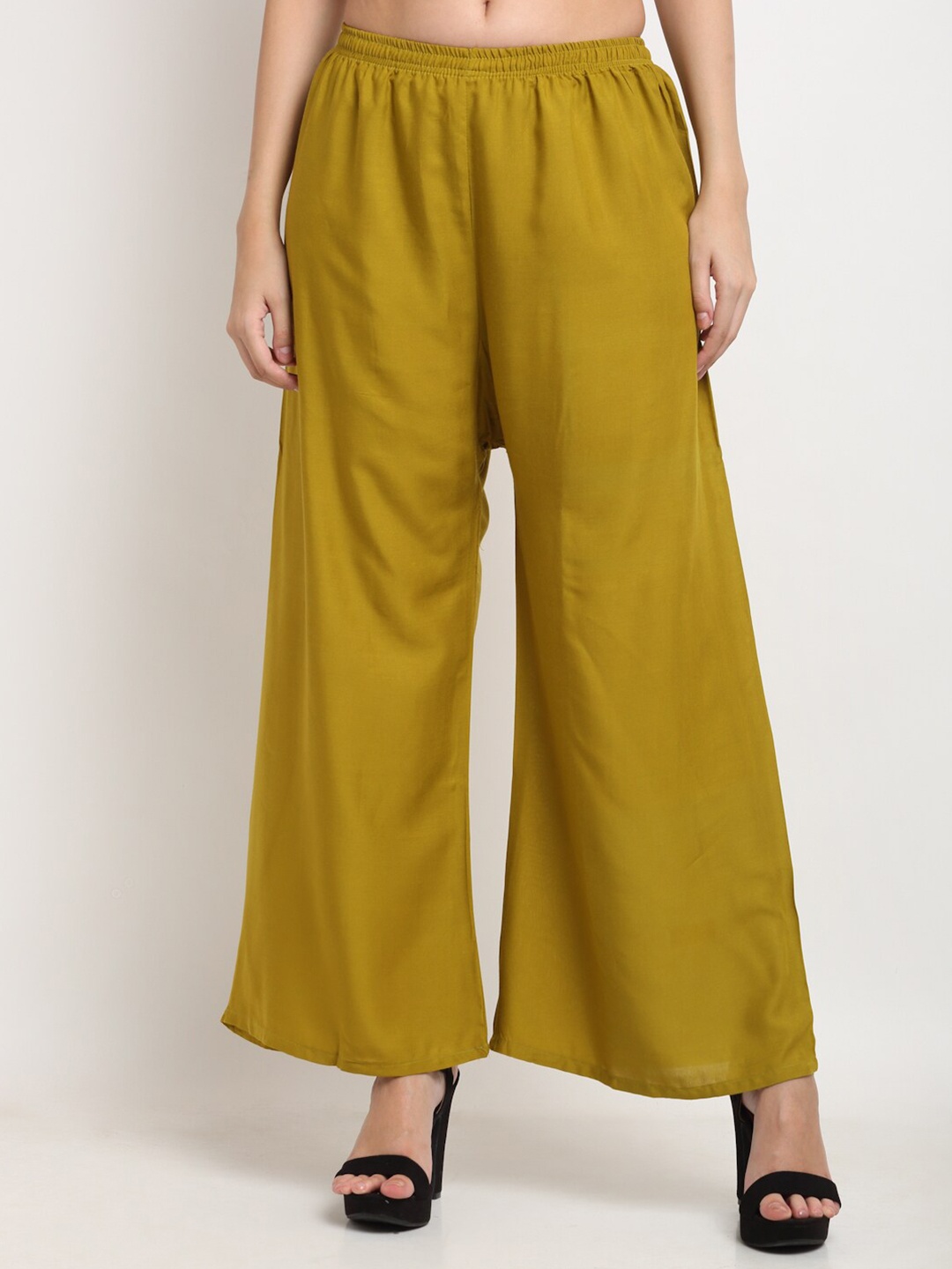 

Miaz Lifestyle Women Green Flared Palazzos