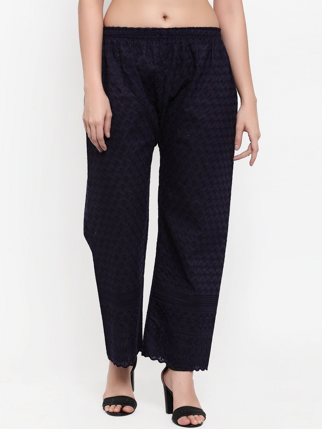 

Miaz Lifestyle Women Navy Blue Knitted Palazzos