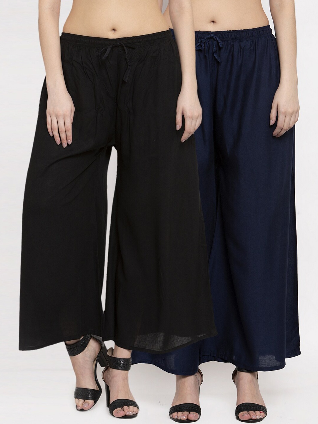 

Miaz Lifestyle Women Black & Navy Blue Pack Of 2 Knitted Palazzos