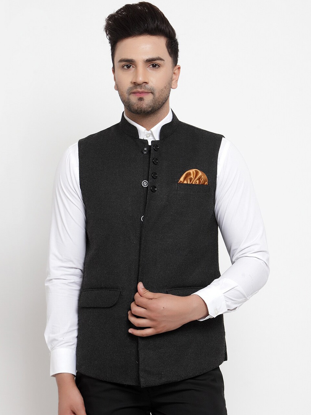 

KLOTTHE Men Black Nehru Jackets