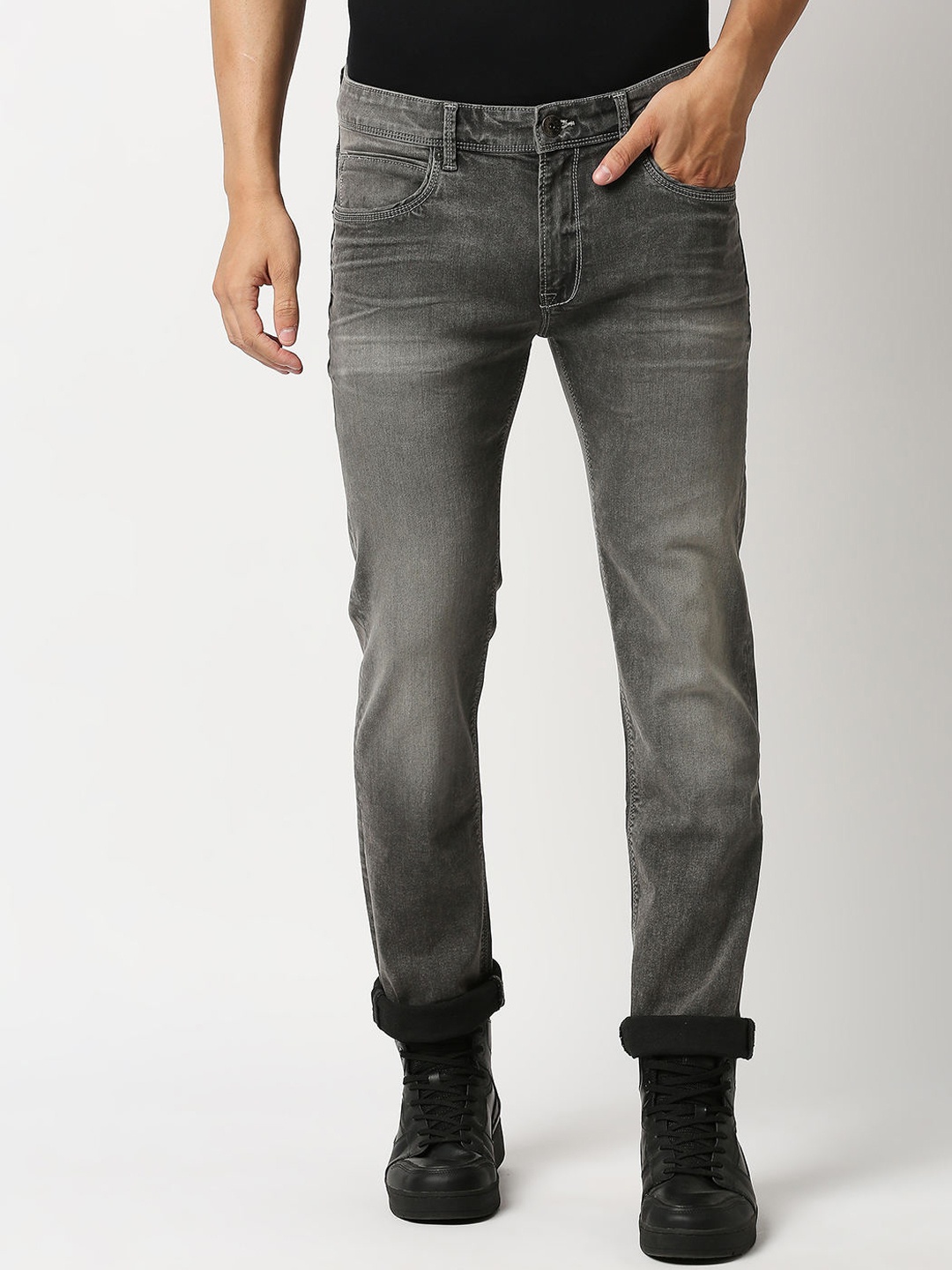 

Pepe Jeans Men Slim Fit Mid Rise Heavy Fade Jeans, Grey