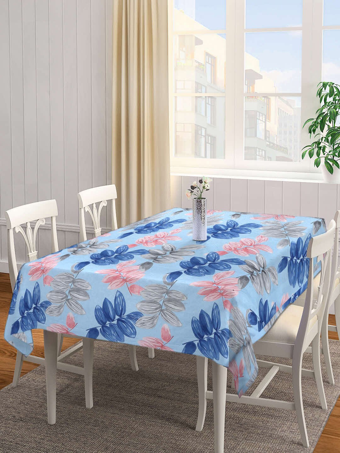 

Arrabi Blue Leaf 6-Seater Table Cover