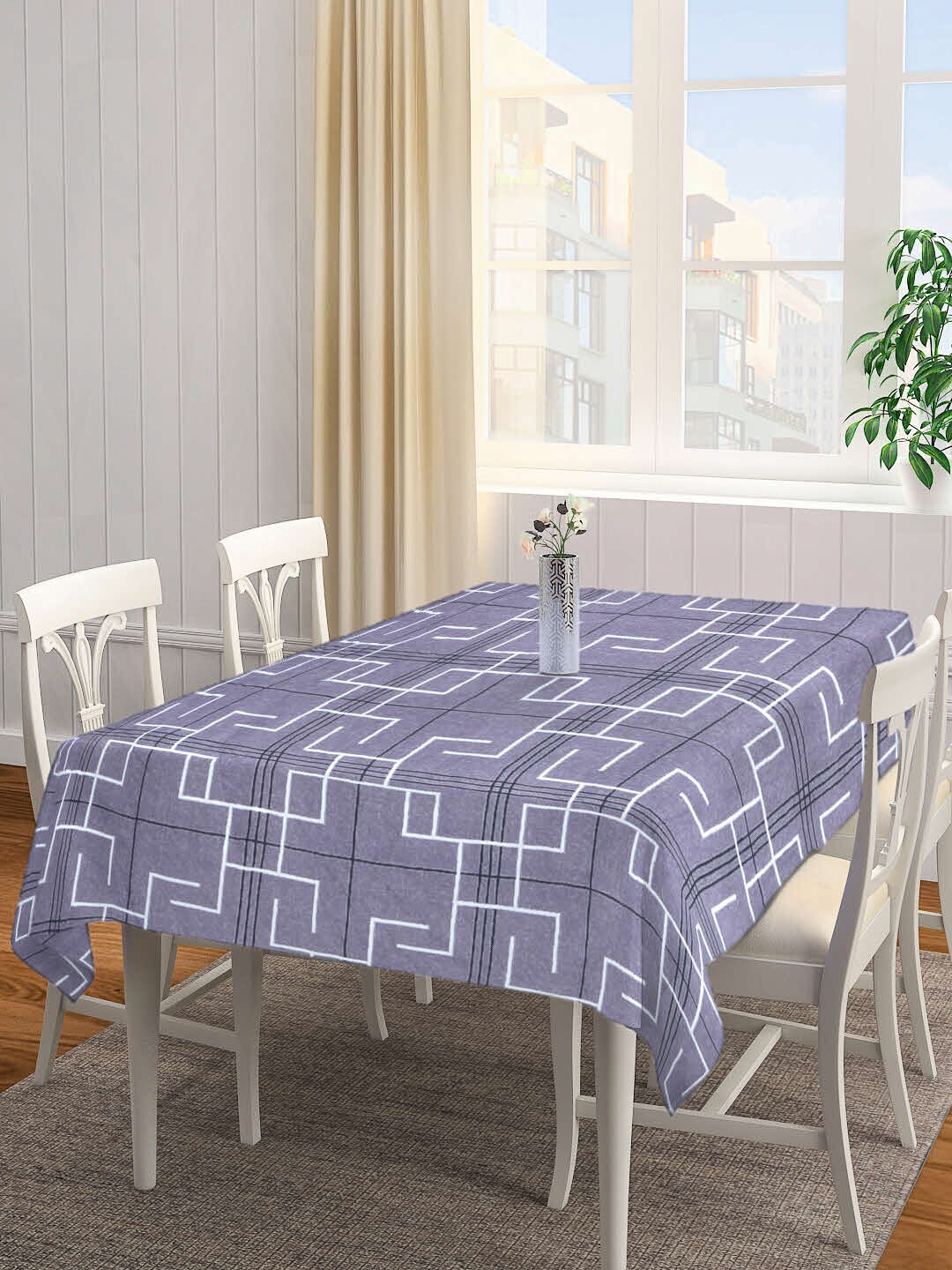 

Arrabi Grey & White Printed Rectangular Table Cover