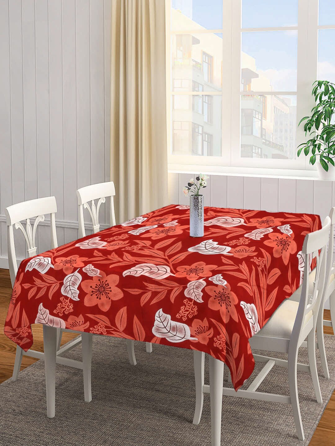 

Arrabi Maroon Floral 6 Seater Table Cover