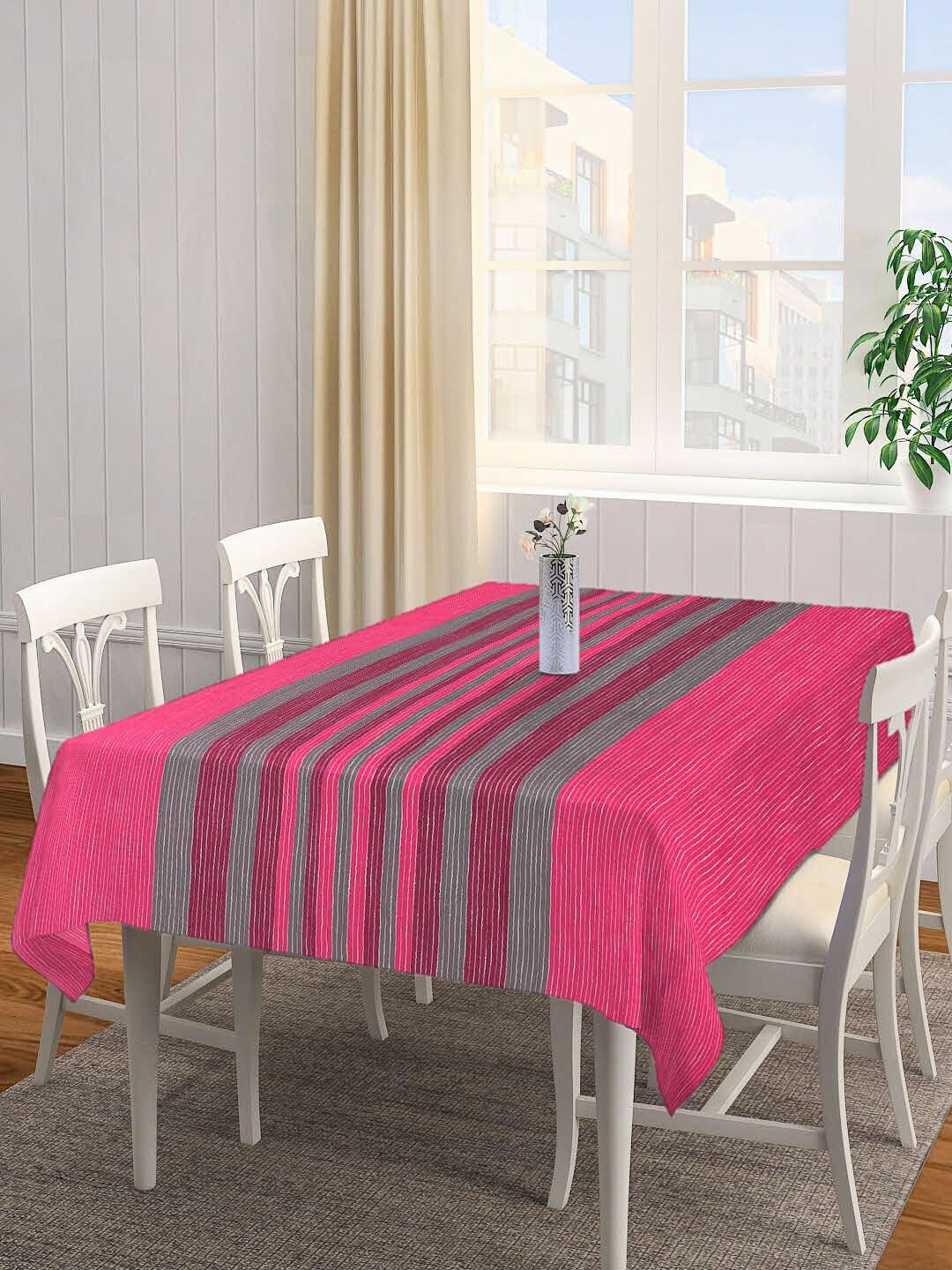 

Arrabi Pink Striped 6 Seater Rectangle Table Cover