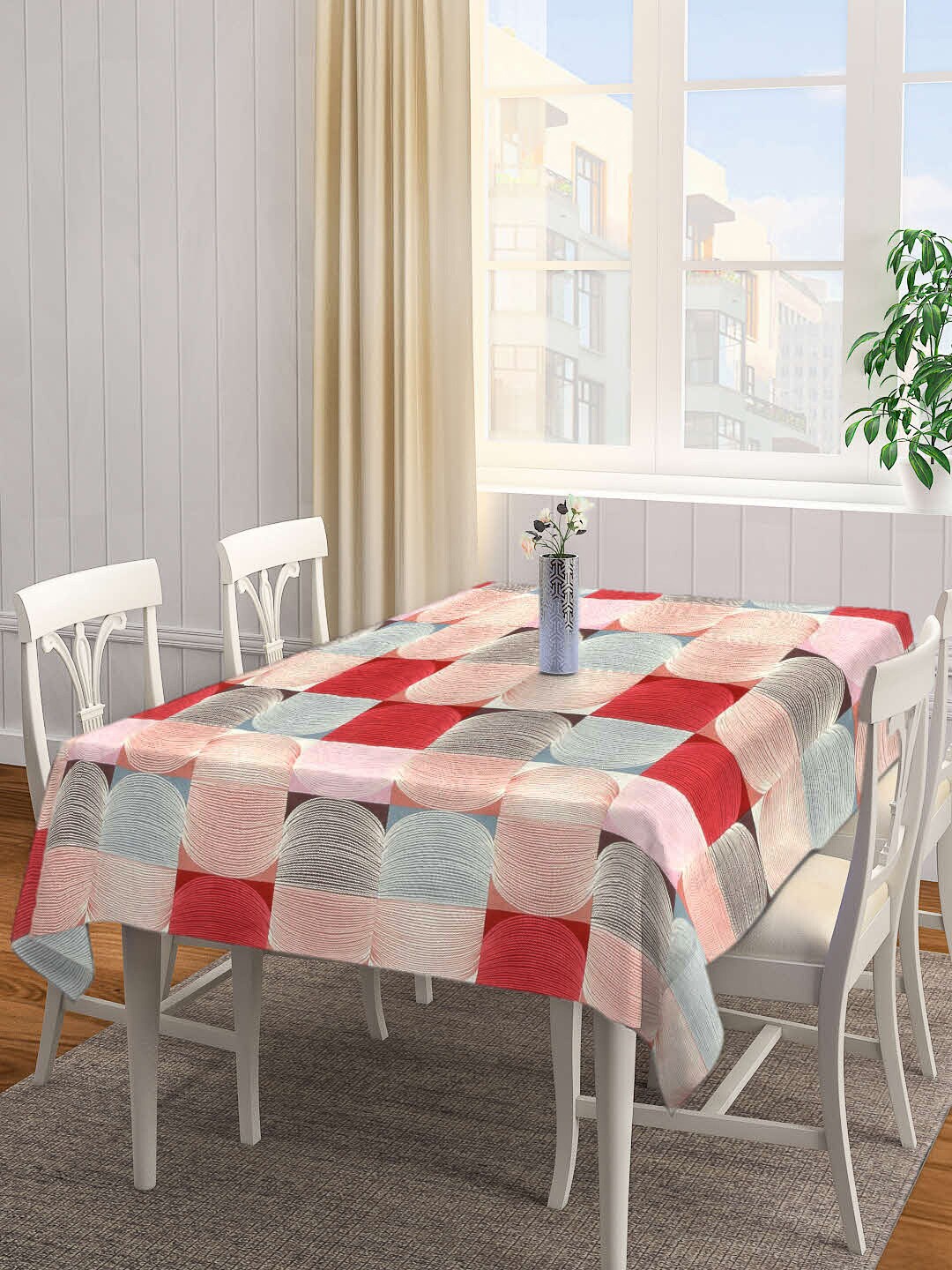 Arrabi Multi Abstract Printed 6-Seater Table Cover