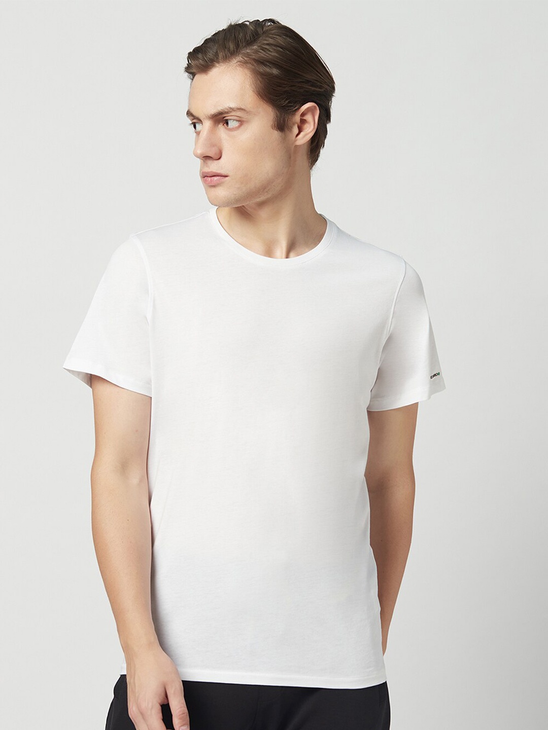 

EDRIO Men Navy White Pure Cotton Training or Gym T-shirt